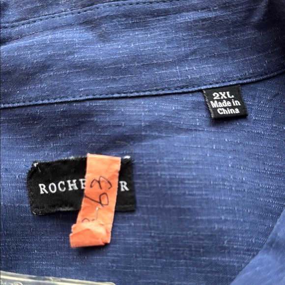 Rochester Casual Blue Button Down Shirt with Relaxed Fit - Picture 5 of 7